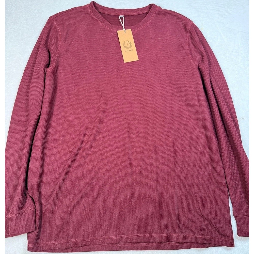 SAILWIND Shirt Mens XL Red Long Sleeve Thermal Waffle Knit Crew Neck Top
